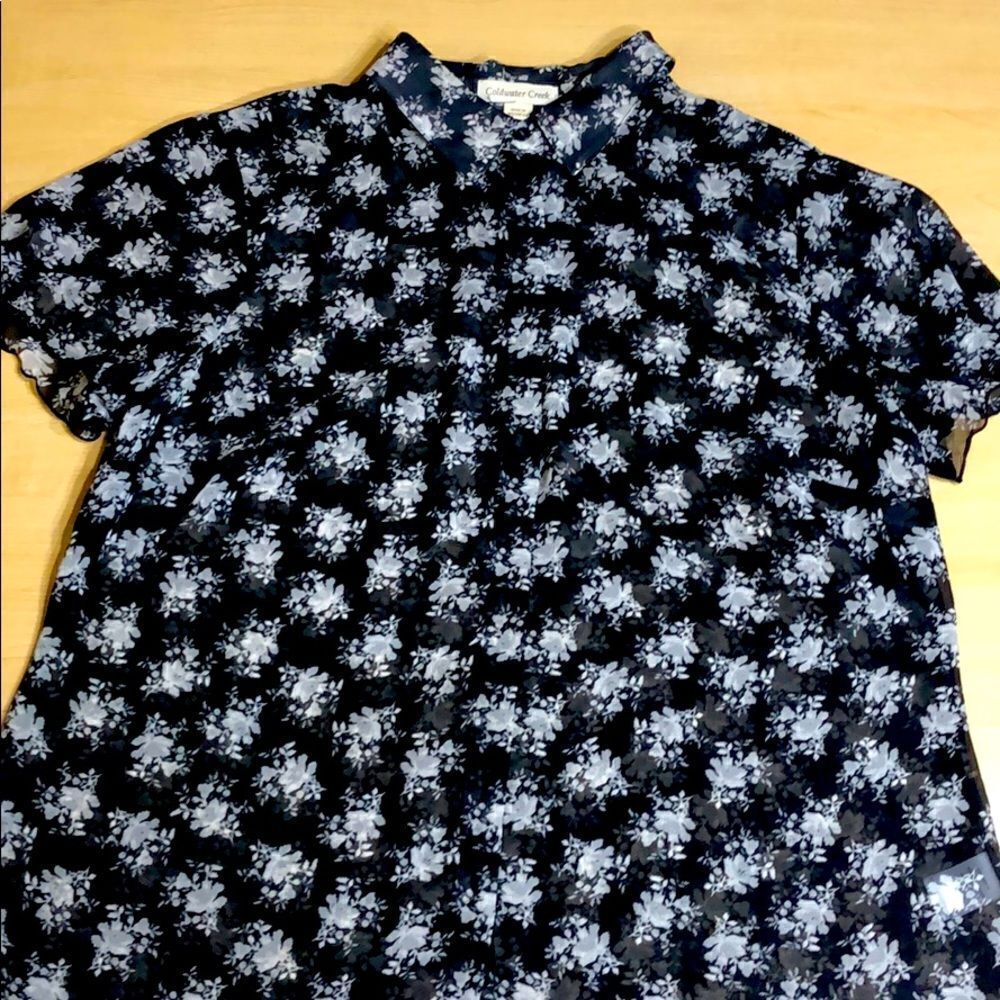 Used Coldwater Creek sheer floral button up